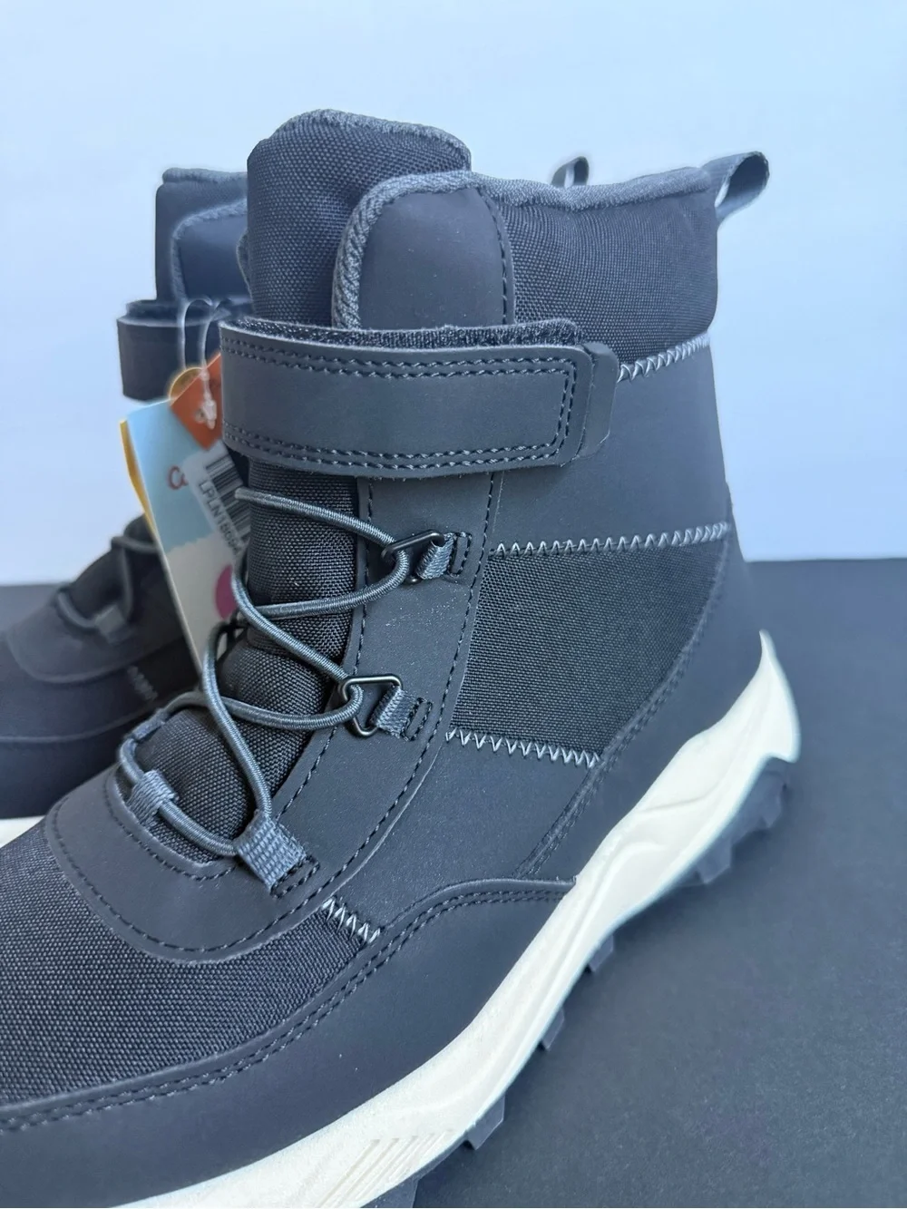 Cat & Jack Black High-Top Kids Boots with White Sole